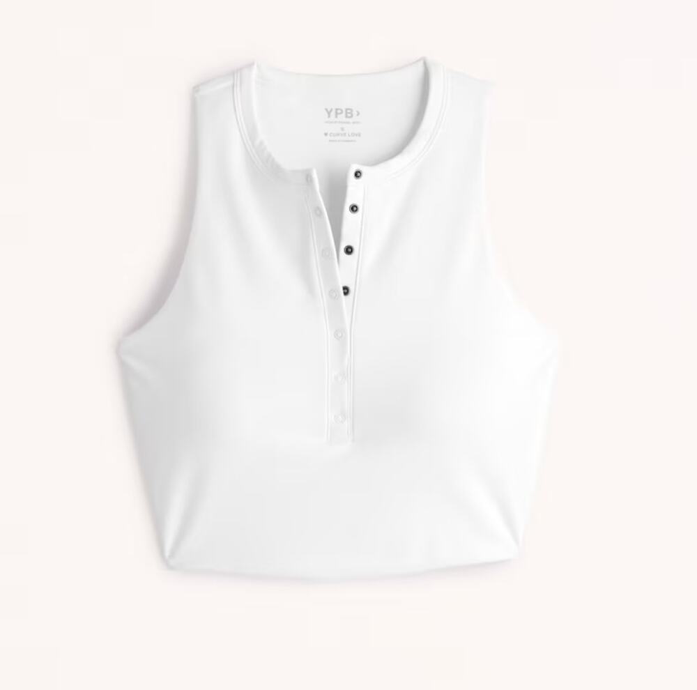 Abercrombie YPB sculptLUX Curve Love Plunge Henley Tank White S
